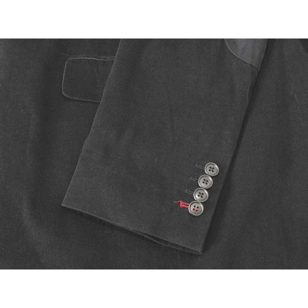 Stafford Black Corduroy Classic Fit Elbow‎ Patch Blazer Jacket Mens Size 42 Long